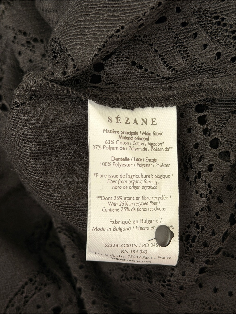 NWT Sezane Blouse Bianca Noir - Picture 7 of 9